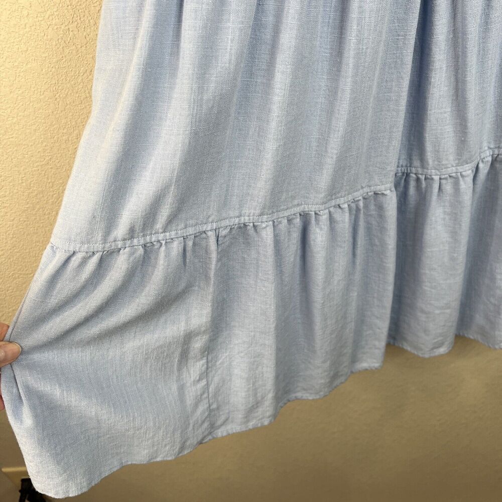 New In Women’s Light Blue Mini Tiered Ruffle Classic Coastal Small Sleeveless - Picture 12 of 16